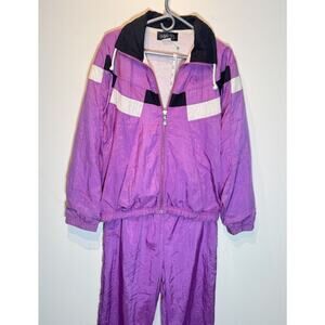 Vintage Sergio Tacchini 80s Purple Set Colorblock Jacket Pants Tracksuit İtaly
